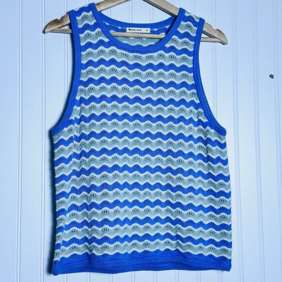 Marine Layer Fay Sleeveless Sweater Top in Cool Wave size Medium Cotton Casual - Picture 4 of 6